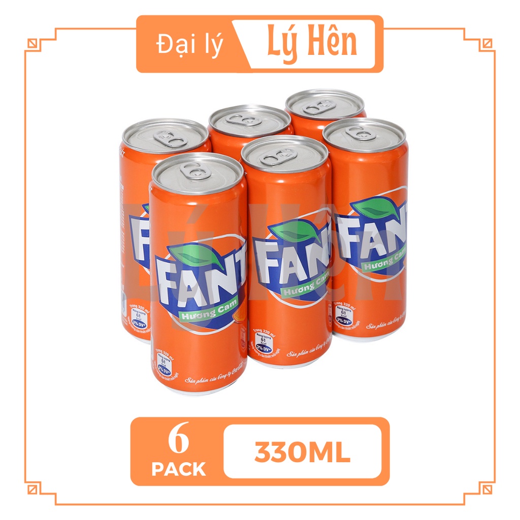 Lốc 6 Lon Nước Ngọt Có Gas Fanta Hương Cam Soft Drink Lon 330ml Date Luôn Mới