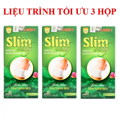 Liệu trình tối ưu 3 hộp viên uống giảm cân Slim Body Học Viện Quân Y (100 viên x 3) dành cho người có cơ địa khó giảm