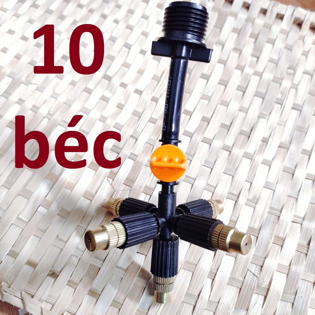10 Béc tưới cây, phun sương 5 tia đồng, có van khóa đầu béc, kết nối ren 21mm