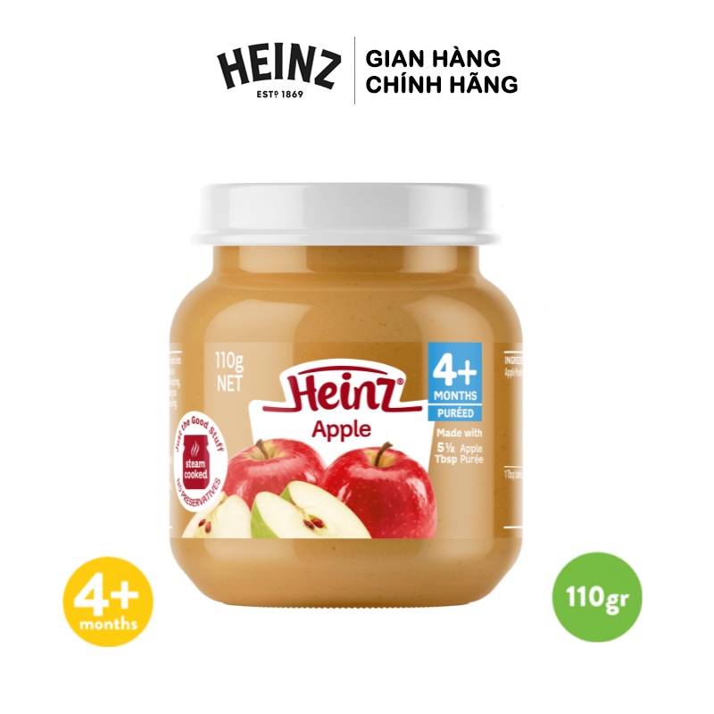 Dinh Dưỡng Đóng Lọ Táo Nghiền HEINZ 110g (Date 29/09/2022) + Tặng 1 Hũ Táo Xoài 110g (Date T07/2022)