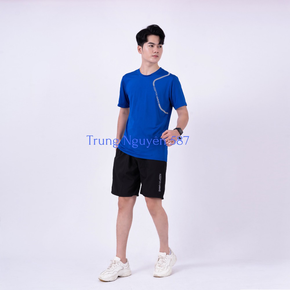Bộ Thể Thao nam tập gym KEEP TRAINING chất thun lạnh co dãn 4 Chiều Cao Cấp | BigBuy360 - bigbuy360.vn