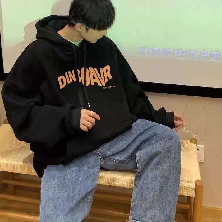 Áo hoodie in chữ dáng rộng có size M-5XL phong cách nhật bản thời trang thu đông dành cho nam và nữ