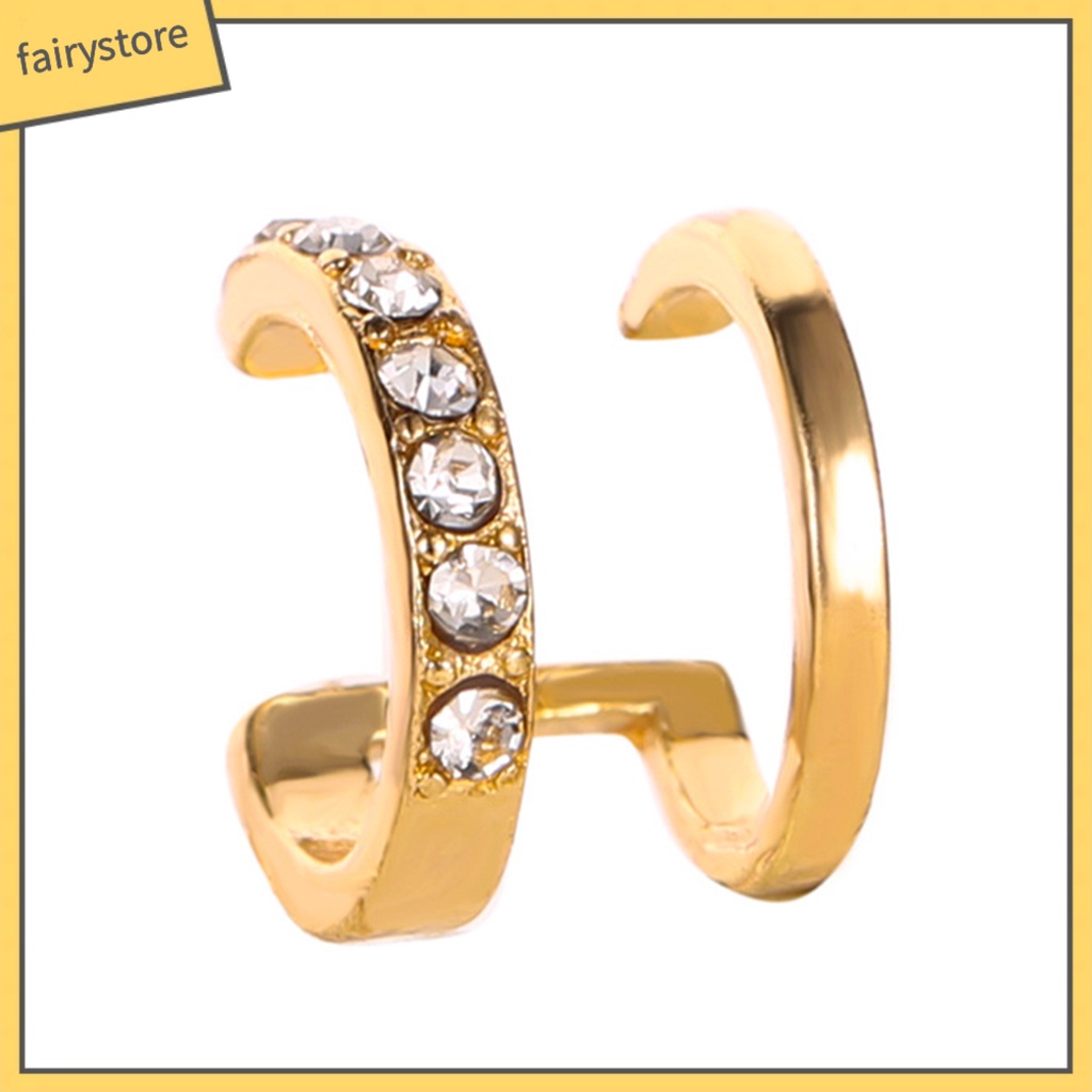 Khuyên tai không xỏ hai tầng đính đá thời trang nữ