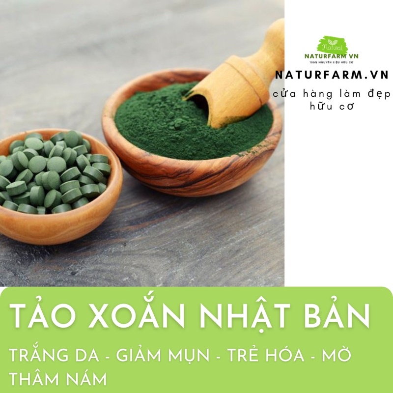 Bột tảo xoắn Spirulina nhật bản nguyên chất Organic - tảo vi kim spa