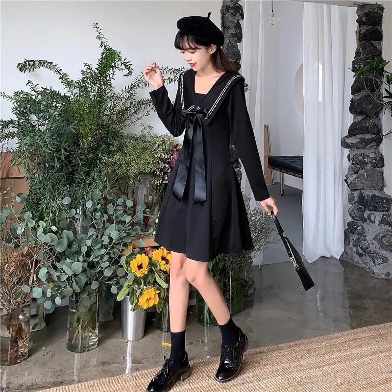 Váy Xòe Nơ To Chất Dày Dặn ⚡️ẢNH THẬT⚡️ Váy Đầm Cotton, Dài Tay, Dáng Xòe Cực Xinh