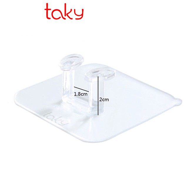 Set 4 Móc Nhựa - Taky, Trong Suốt Treo Đồ Đa Năng Và Gài Phích Cắm Điện Dán Tường, Tiện Dụng, Gọn Gàng, 4000Set4