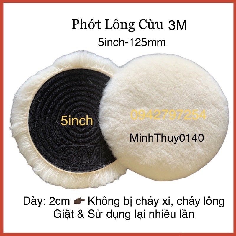 Phớt lông cừu 3M 5inch 125mm đánh bóng ô tô xe máy