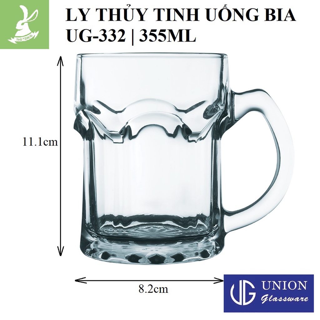 Ly Thủy Tinh Uống Bia Union Có Quai Nhập Khẩu Thái Lan UG-332 | 355ml