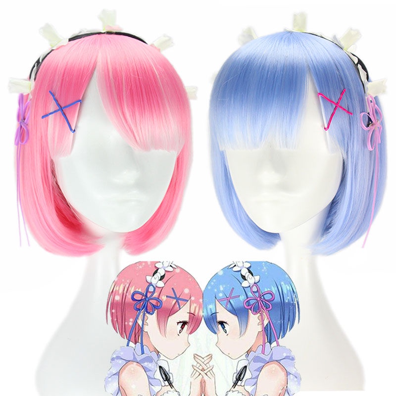 Anime Nhật Bản Cosplay Cuộc Sống Trong Một Thế Giới Khác Từ Zero Re Rem Ram Emilia Cosplay Tóc Giả