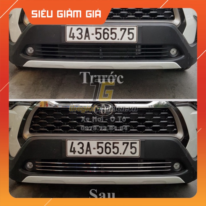 Bộ ốp trang trí mặt Ca Lăng, Calang Toyota Corolla Cross – 3 thanh ngang Bên dưới