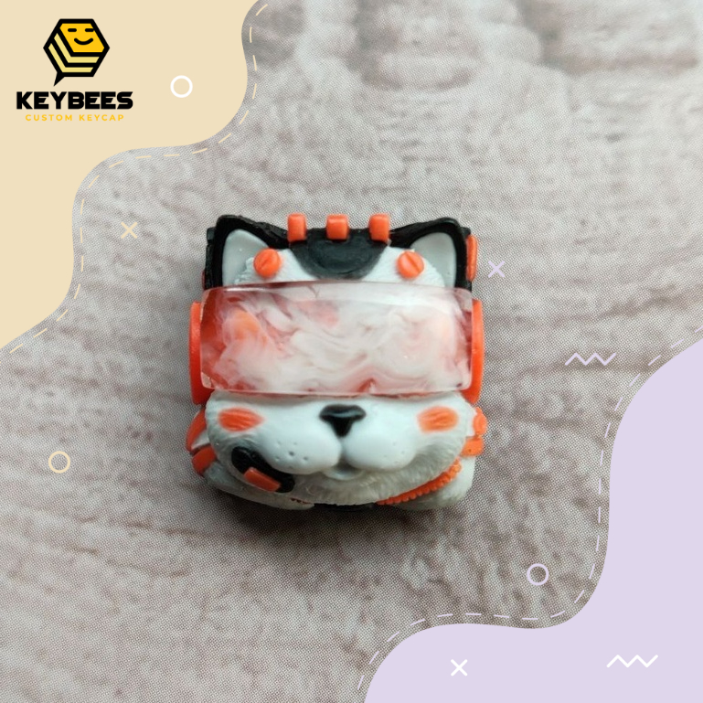 Artisan Keycap - Nút bàn phím cơ resin handmade Felix Keycap Xám Cam - Hoa văn kính giao ngẫu nhiên