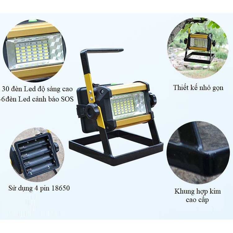 Đèn led siêu sáng sạc điện  ngoài trời 50W W807