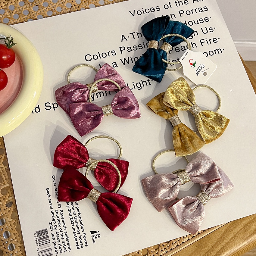 Set 2 dây buộc tóc co giãn thắt nơ đơn giản cho nữ