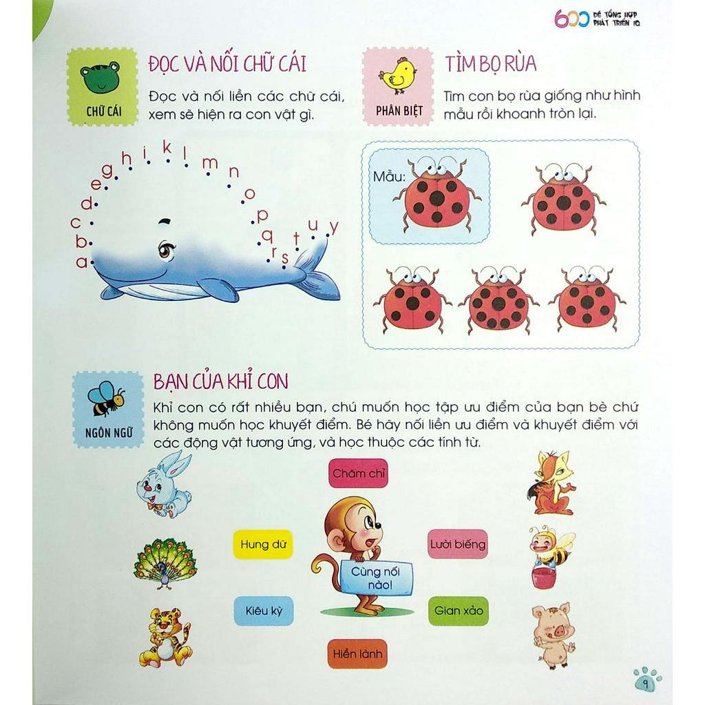 Sách Tủ Sách Giáo Dục Sớm - 600 Đề Tổng Hợp Phát Triển Iq -1
