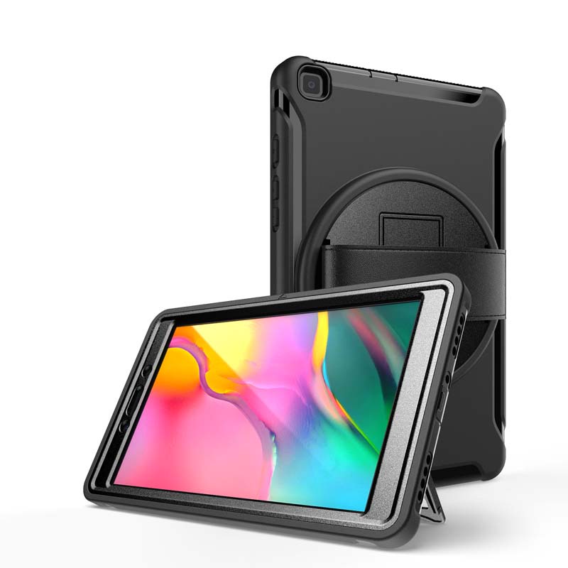 Ốp máy tính bảng chống rơi có giá đỡ xoay và dây đeo tay cho Samsung Galaxy Tab A 8.0 2019 SM-T290 T295