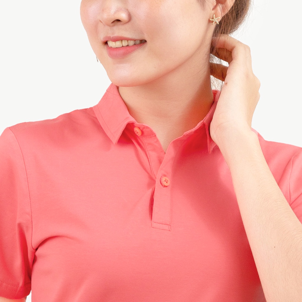 Áo thun nữ Cổ Sơ Mi (Cổ trụ) TOLI, chất cotton 4 chiều mềm mịn, co dãn Màu Hồng Dâu