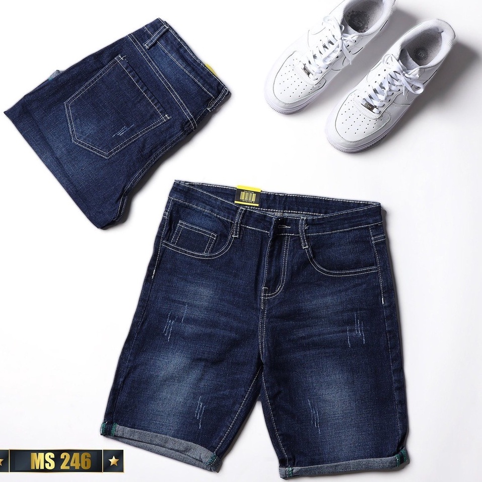 Quần Short Jean Nam Màu Xanh Đẹp Chất Bò Co Giãn Cao Cấp, Quần Ngố rách Mẫu Mới Phong Cách Hàn Quốc beautifulgilr w0246