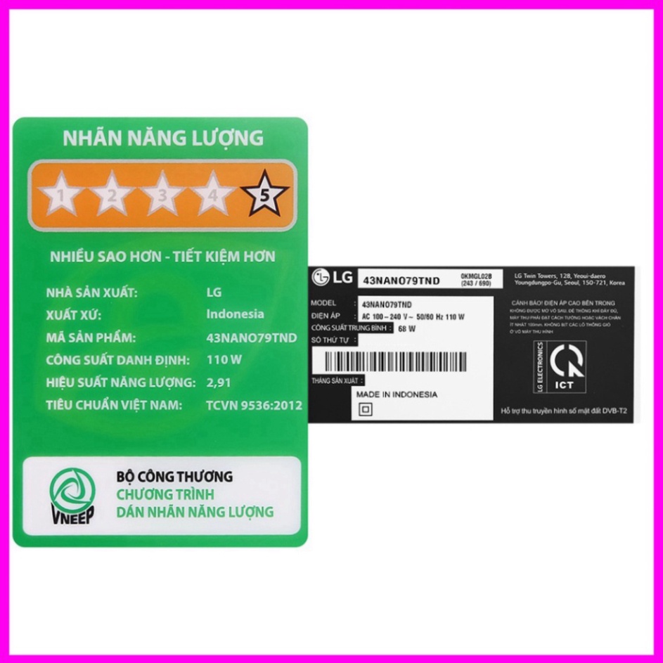 electric - . Smart Tivi NanoCell LG 4K 43 inch 43NANO79TND _lắp đặt toàn quốc _Giao nhanh , lắp đặt miễn phí đầy đủ Uy T
