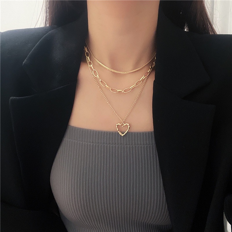 Vòng cổ Nhiều Lớp Hình Trái Tim Nghệ Thuật Cho Nữ