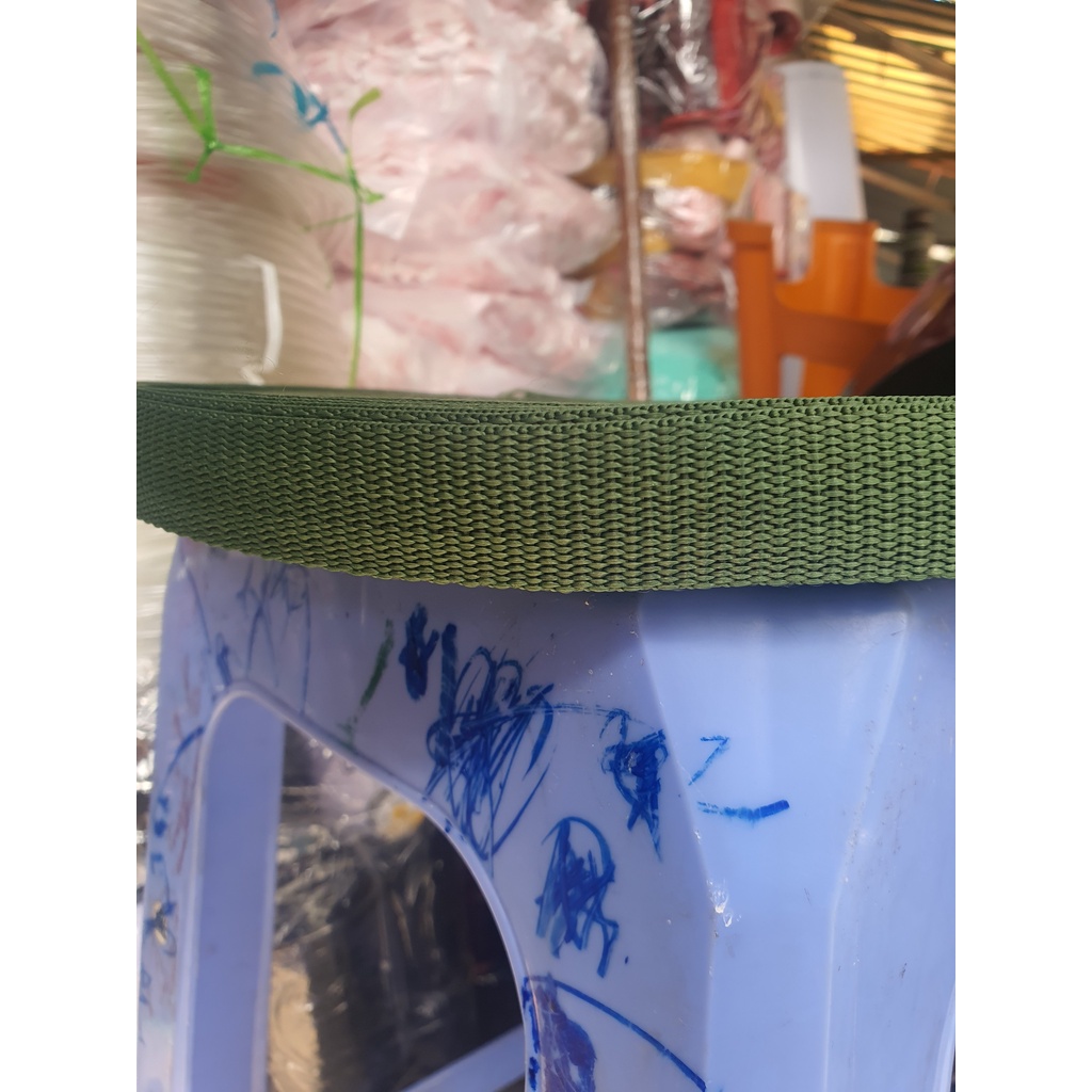 Dây đai cotton, dây dù, dây quai túi màu rêu - xanh lá cao cấp size 2cm-5cm