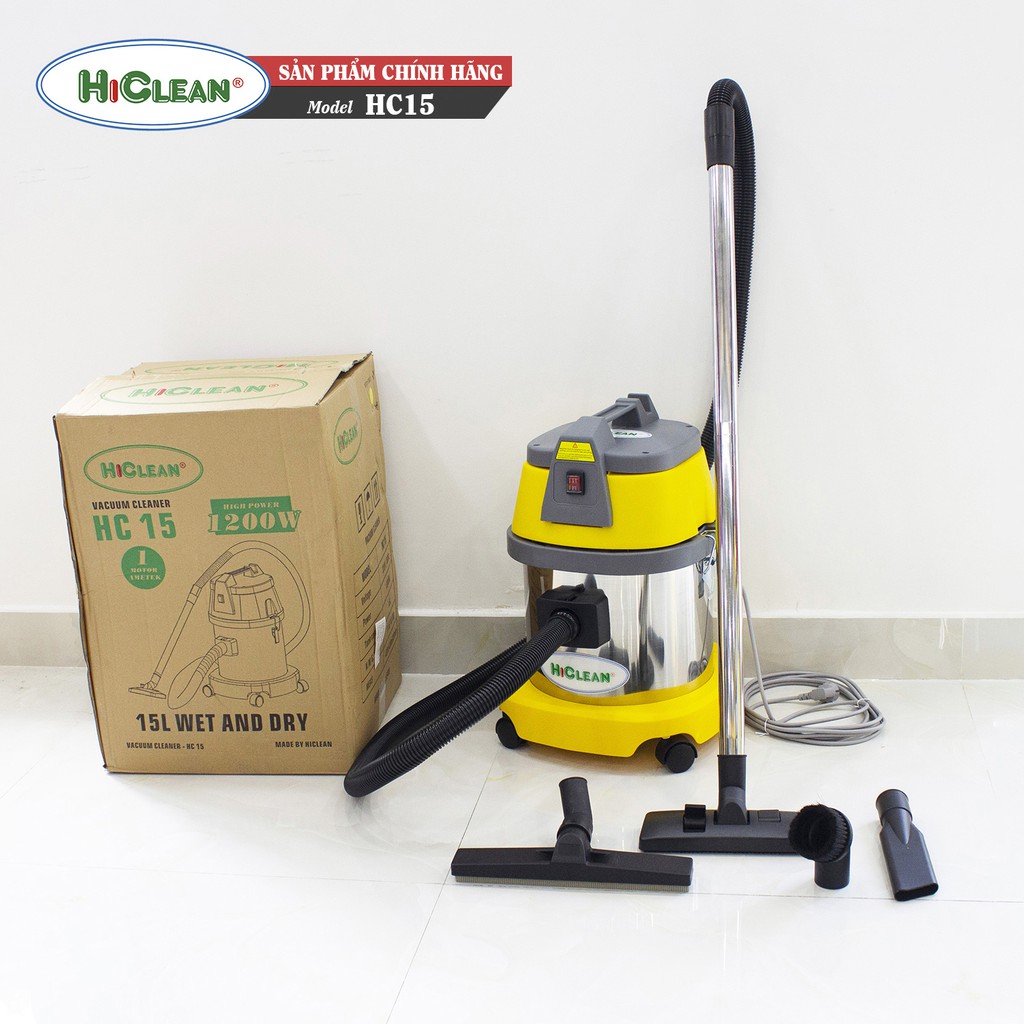 Máy hút bụi công nghiệp HiClean HC15, công suất 1200W, dung tích 15L - Hàng chính hãng