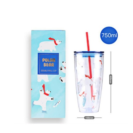 🎁 TẶNG QUÀ NGẪU NHIÊN 🎁 Ly nhựa 2 lớp có ống hút Lock&Lock dung tích 750ml 💥 GẤU BEARRRR
