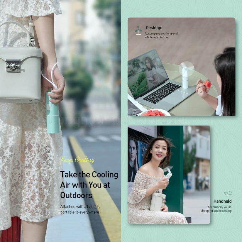 Quạt Cầm Tay Đa Năng Tích Hợp Sạc Dự Phòng 2000mAh Baseus Square Portable Folding - Chính Hãng | BigBuy360 - bigbuy360.vn