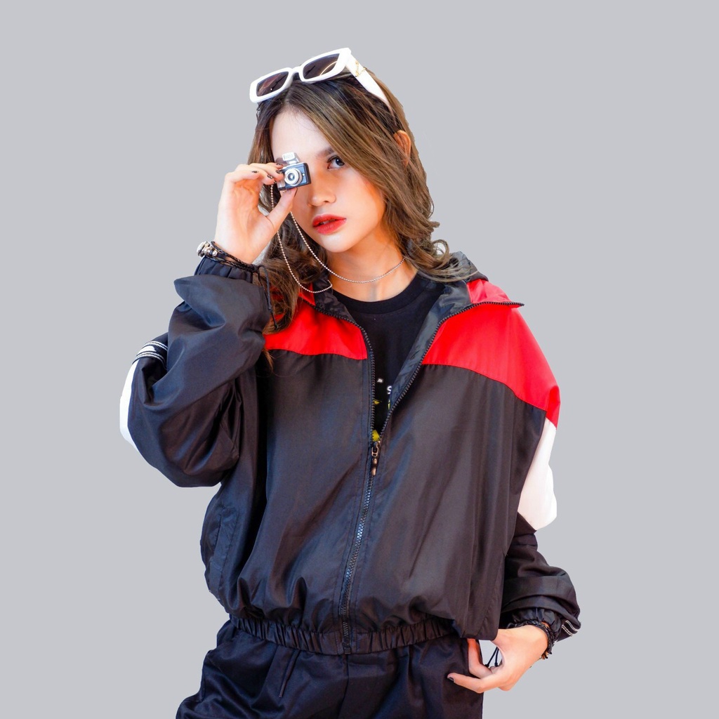 Áo Khoác Dù Nữ Form Lững Phối Màu