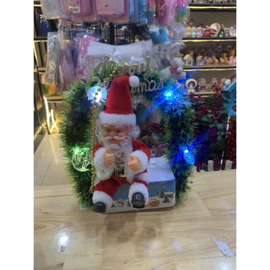 Đồ chơi ông già noel ngồi vòng nguyệt quế- Quà tặng giáng sinh cho bé yêu