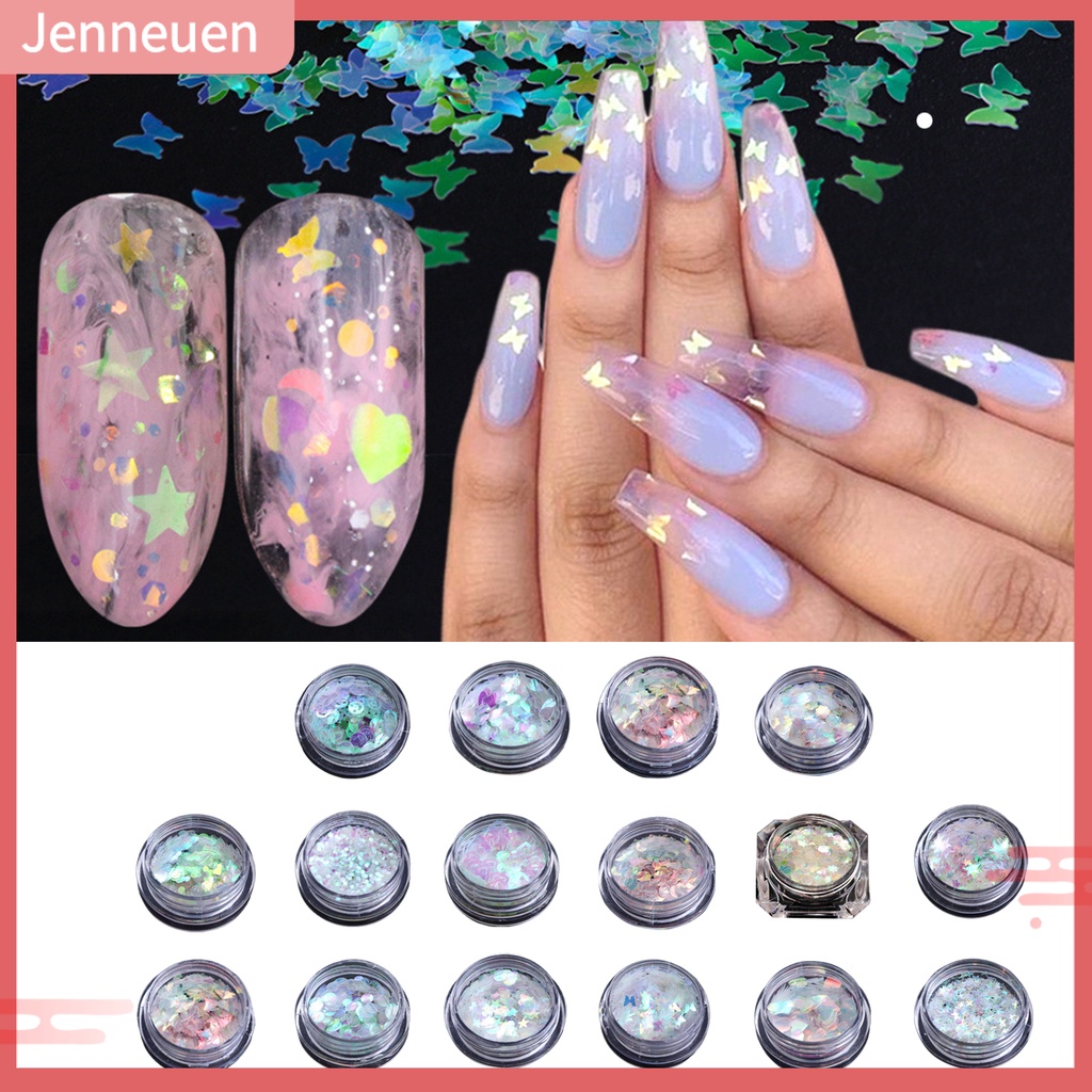 Hộp Sequin Hình Bướm / Ngôi Sao / Trái Tim Nhiều Màu Dùng Trang Trí Móng Tay Nghệ Thuật