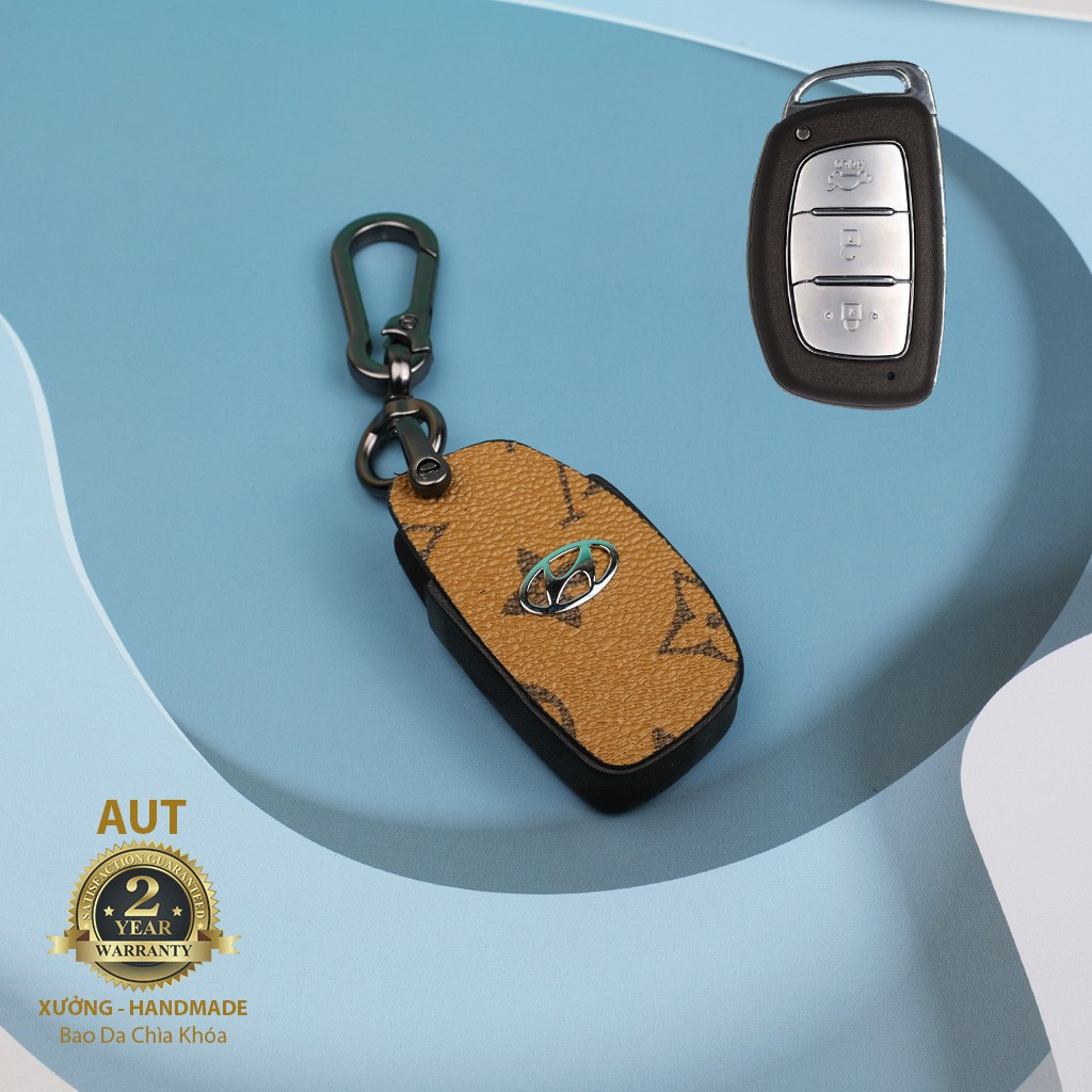 Bao da chìa khóa Canvas LV siêu đẹp cho Hyundai (I10,I20,Tucson,Elantra 2020)