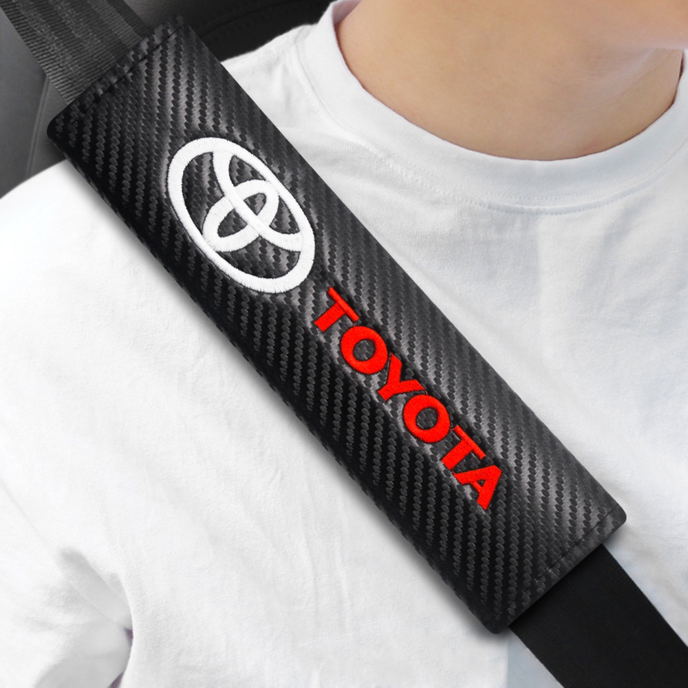 Set 2 Vỏ Bọc Dây Đai An Toàn Bằng Sợi Carbon Cho Xe Hơi Toyota TRD Sports Vios Yaris Avanza Corolla Cross Hilux CHR Wish Etions