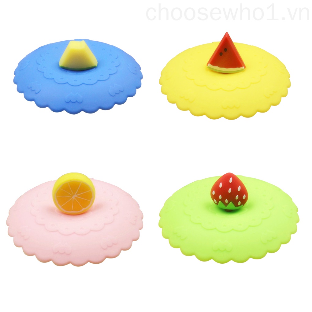 Nắp Đậy Cốc Nước Bằng Silicon Chống Bụi Chống Rò Rỉ Có Thể Tái Sử Dụng In Họa Tiết Hoạt Hình Dễ Thương Choosewho1