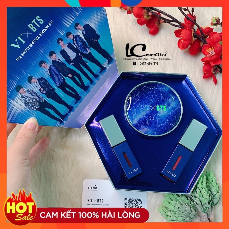 Phấn Nước Cushion VT&BTS limited☘️SIÊU SALE☘️tặng kèm 2 thỏi son: đỏ trầm và hồng cam siêu xinh fullsize-phấn siêu mịn