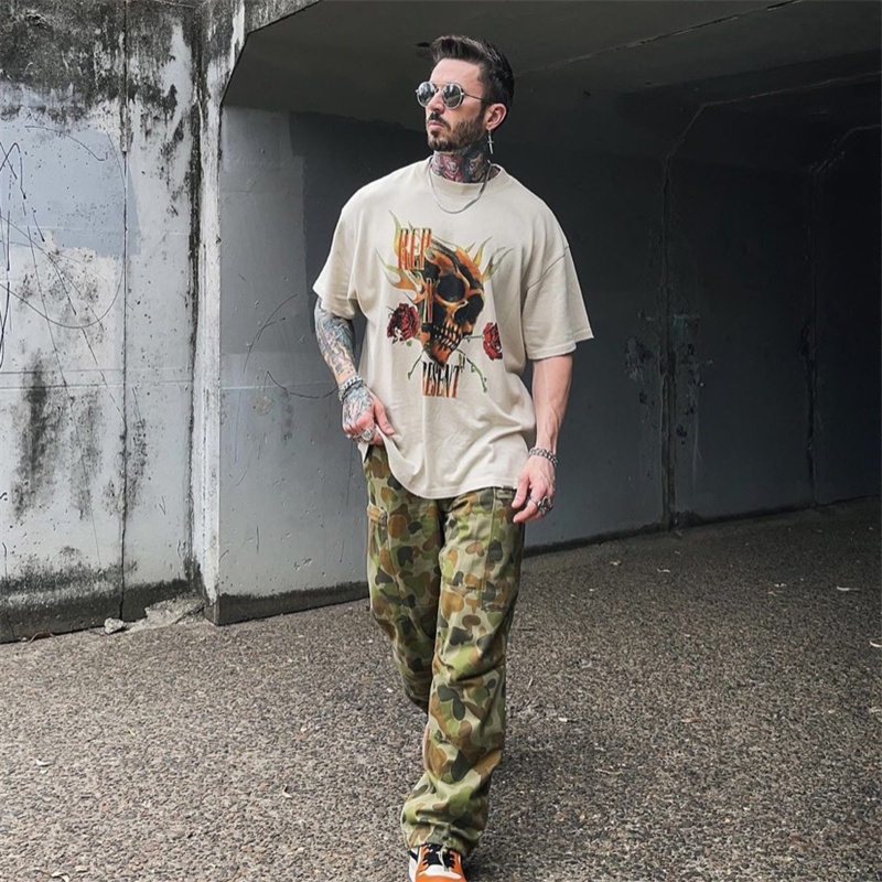 Áo Thun Tay Ngắn Cổ Tròn In Hình Đầu Lâu Hoa Hồng Thời Trang Cho Cặp Đôi