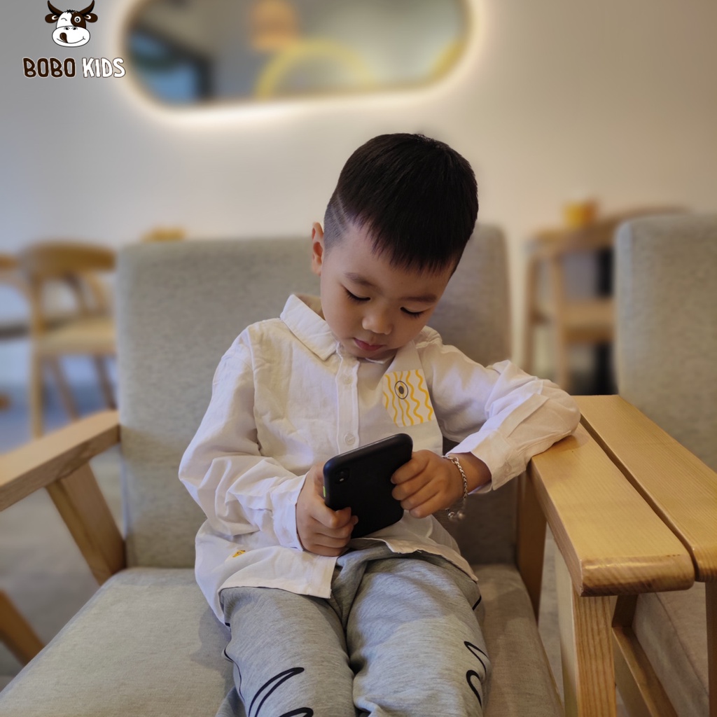 Áo Sơ Mi Bé Trai BoBoKids Phối Họa Tiết Nổi Bật Cho Trẻ Em Từ 1,5-10 Tuổi Phong Cách Hàn Quốc