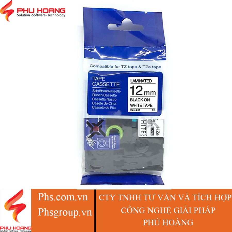 Combo máy in nhãn Brother PT-E500VP và Combo tương thích 5 nhãn in Pze/Tz2/Hze khổ 12mm