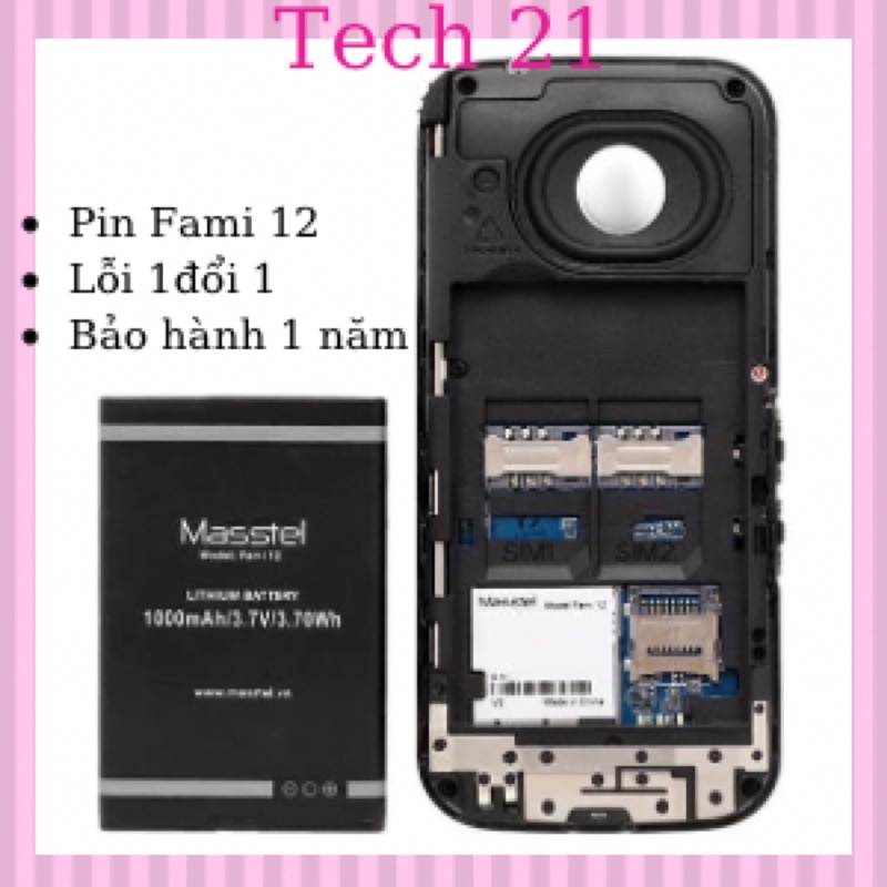 PIN masstel Fami 12 - pin zin mới 1000mAh