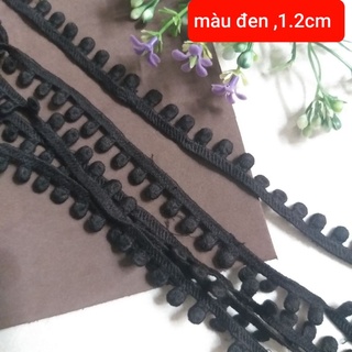 Ren chỉ cotton pom pom , size 1.2cm (dây 5 mét)