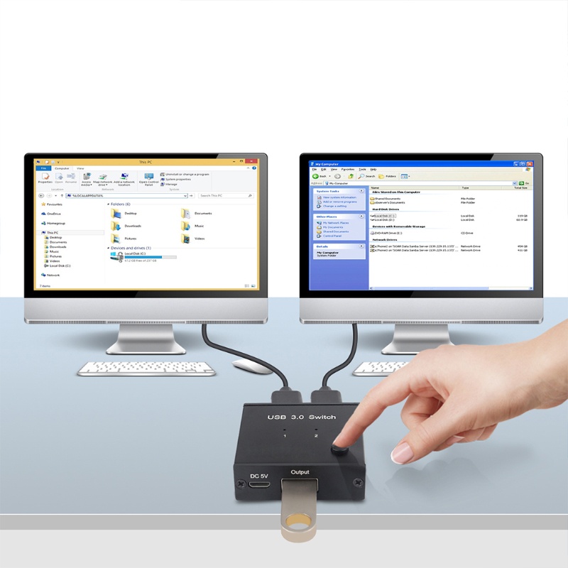Hộp Chia Cổng USB KVM Kèm Dây Cáp Cho Máy Tính / Laptop