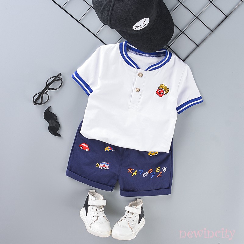 Set Áo Thun Tay Ngắn &amp; Quần Short Cho Bé Trai