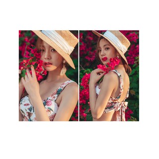 Set bikini 2 mảnh hình hoa cạp cao