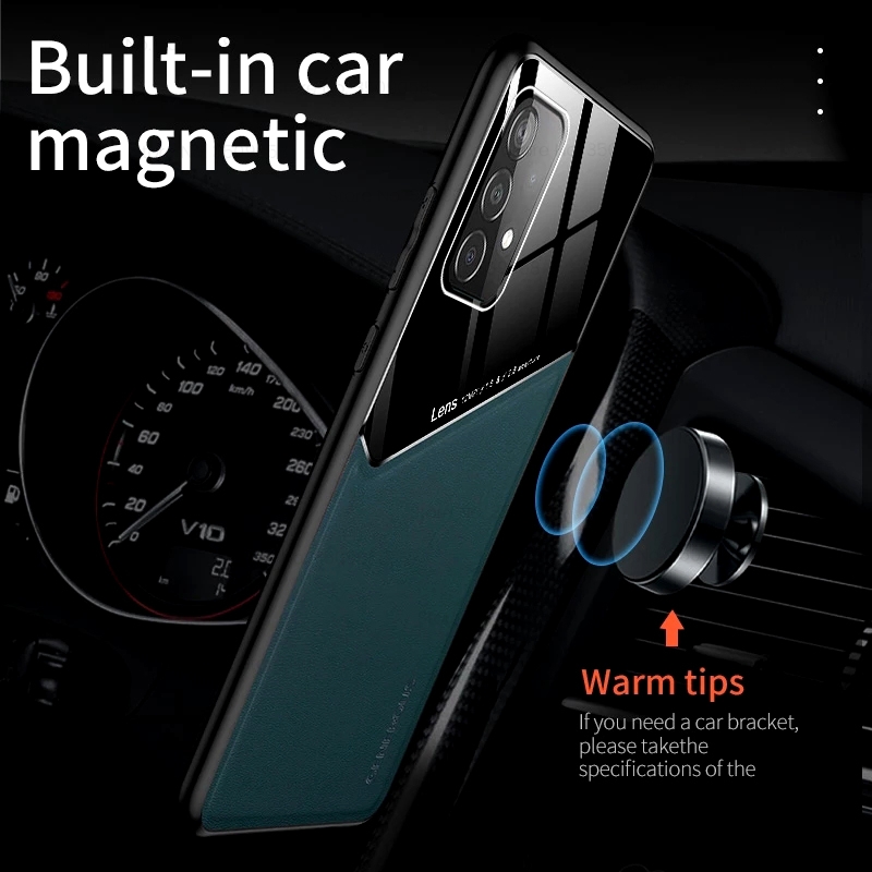 Ốp điện thoại da viền silicon có nam châm gắn xe hơi cho Samsung Galaxy A72 A52 A42 A32 A12 A02S A02 4G 5G