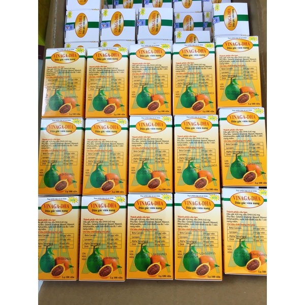 Dầu Gấc Vinaga Dha - Sáng Mắt, Đẹp Da, Chống Oxy Hóa. Giúp Trẻ Ăn Ngon, Chóng Lớn (Hộp 100 Viên Nang)