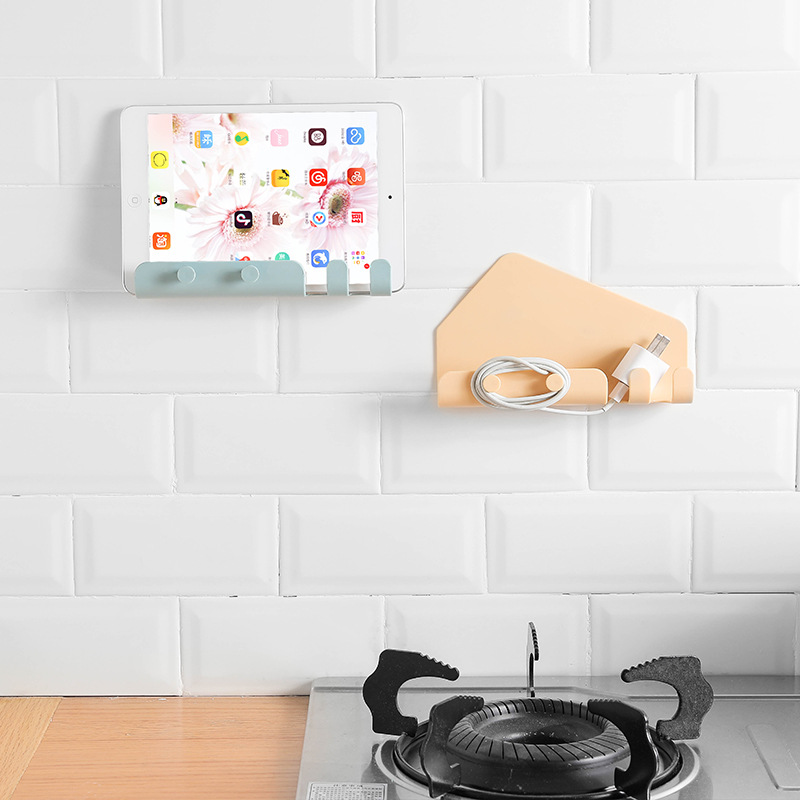 Giá đỡ điện thoại/ máy tính bảng gắn tường có 4 móc đa năng sáng tạo