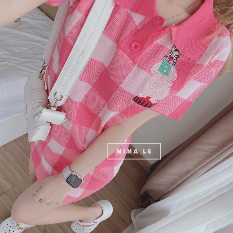 Váy suông hồng sọc mẫu chị Nina Lê ✨Lotus Shop✨