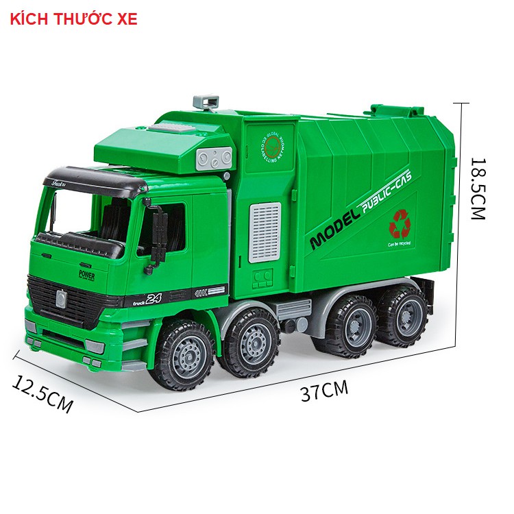 Ô tô chở rác chạy đà siêu to đồ chơi trẻ em có âm thanh và đèn