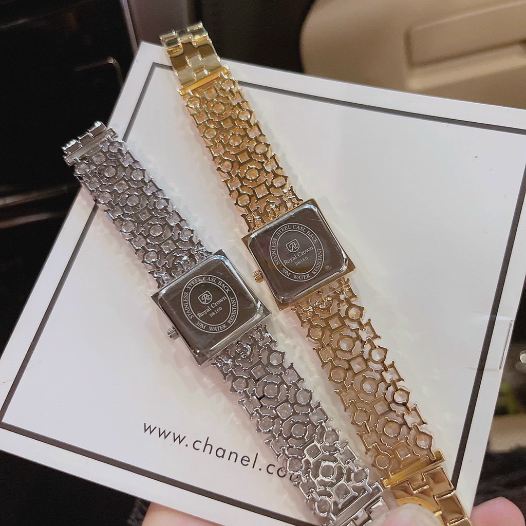 Đồng Hồ Nữ Chính Hãng Royal Crown D8160 Jewelry Dây Kim Loại Đính Đá Chống Nước Chống Xước