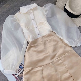 SET ÁO SƠ MI VOL x CHÂN VÁY NUDE 😙😙