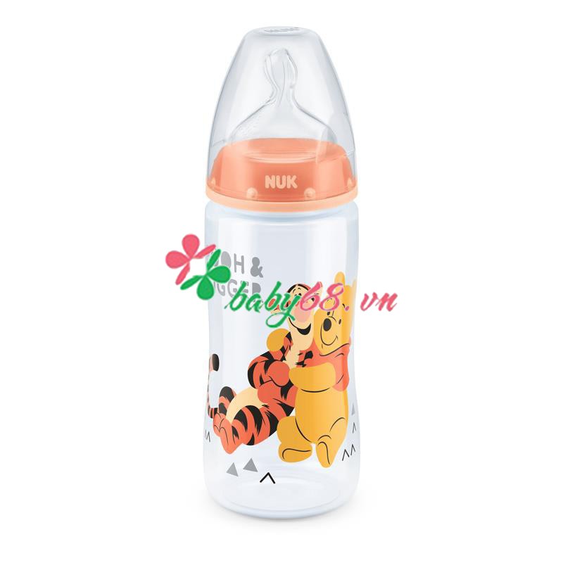 Bình Sữa Nuk Disney/Mickey/Gấu Pooh 300ml (Núm Silicone, Nhựa PP) - Made in Germany